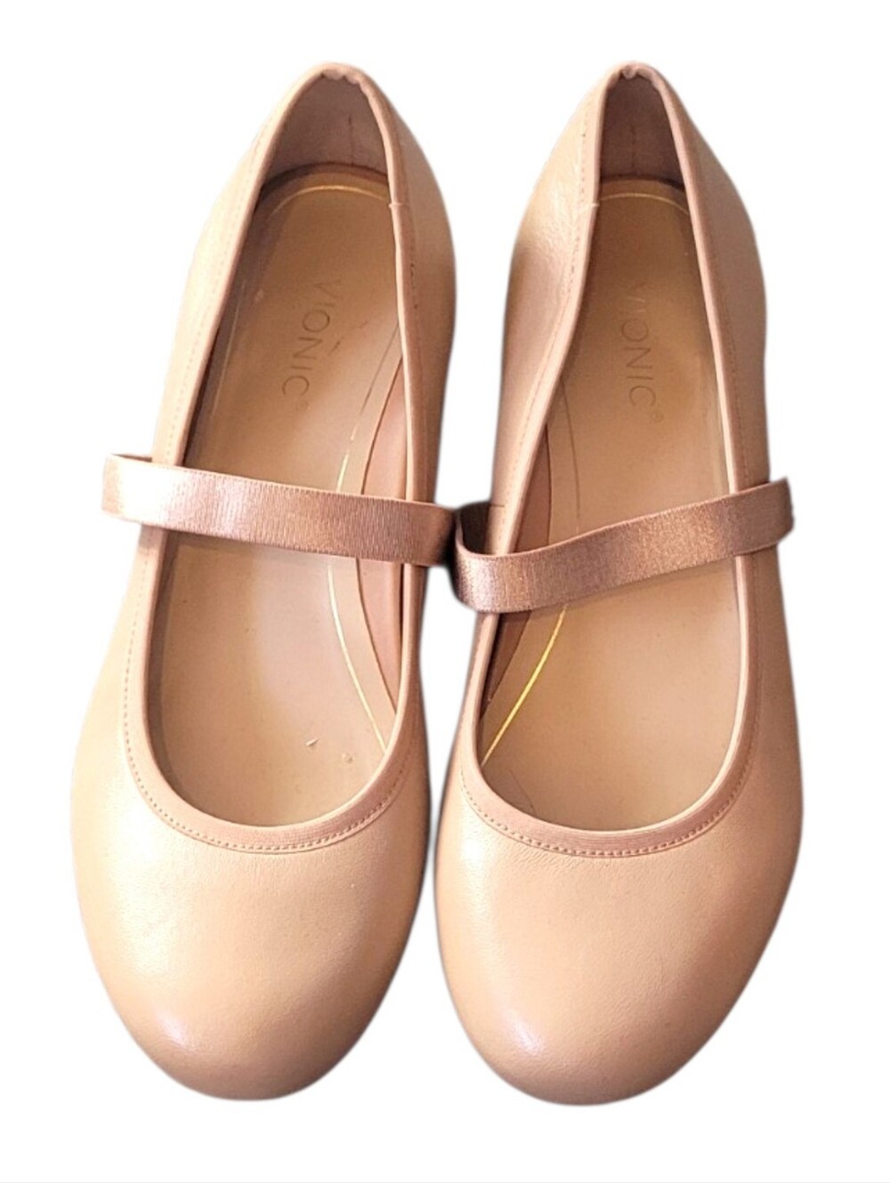 Vionic Joseline Womenโs Nude Mary Jane Ballet Flats Size 8.5